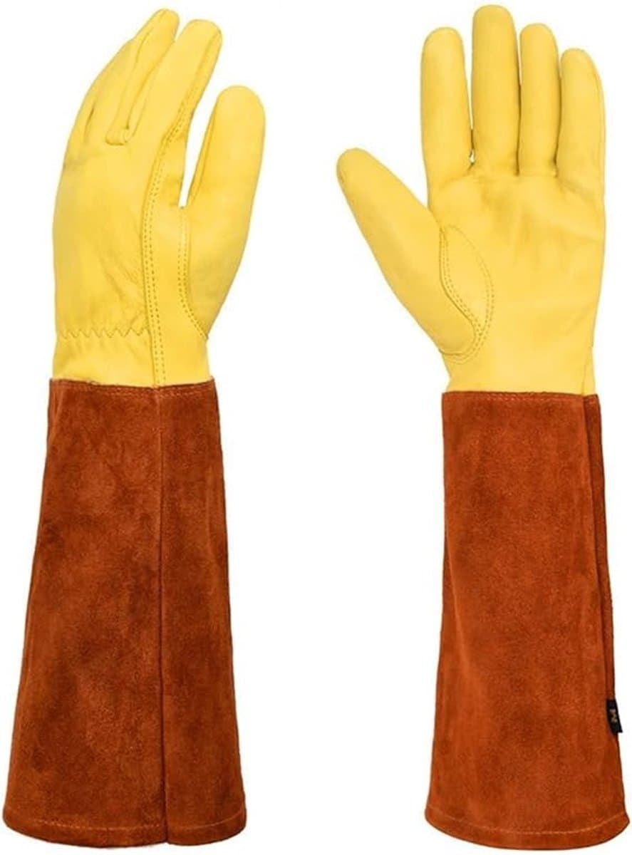 Schoonmaakhandschoenen- Kunstlederen beschermende handschoenen- Anti-kras- Fruit plukken- Struiken snoeien- Handbescherming (Totale lengte: 42 cm- Maat: L)