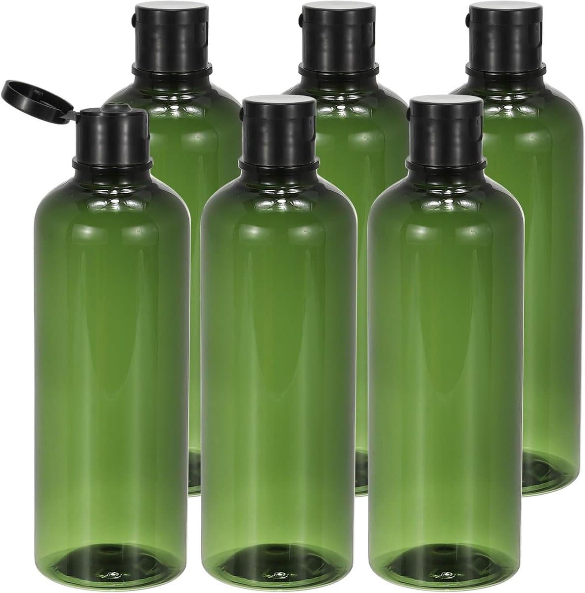 Allecta - Set van 6 lekvrije reisflessen 100 ml - Navulbare dispenser voor shampoo, lotion en crème - Groen