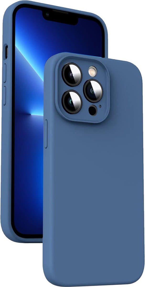 iPhone 14 Hoesje - Liquid Case Siliconen Cover - Geschikt voor Magsafe - Blauw - Provium