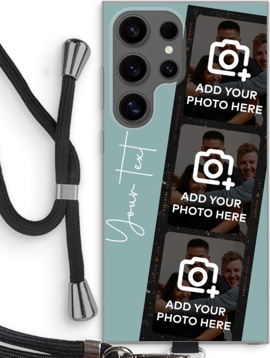 Gepersonaliseerd - Case Company® - Hoesje met koord geschikt voor Samsung Galaxy S24 Ultra hoesje met Koord - Filmrol N°1 - Telefoonhoesje met Zwart Koord - Bescherming aan alle Kanten en Over de Schermrand