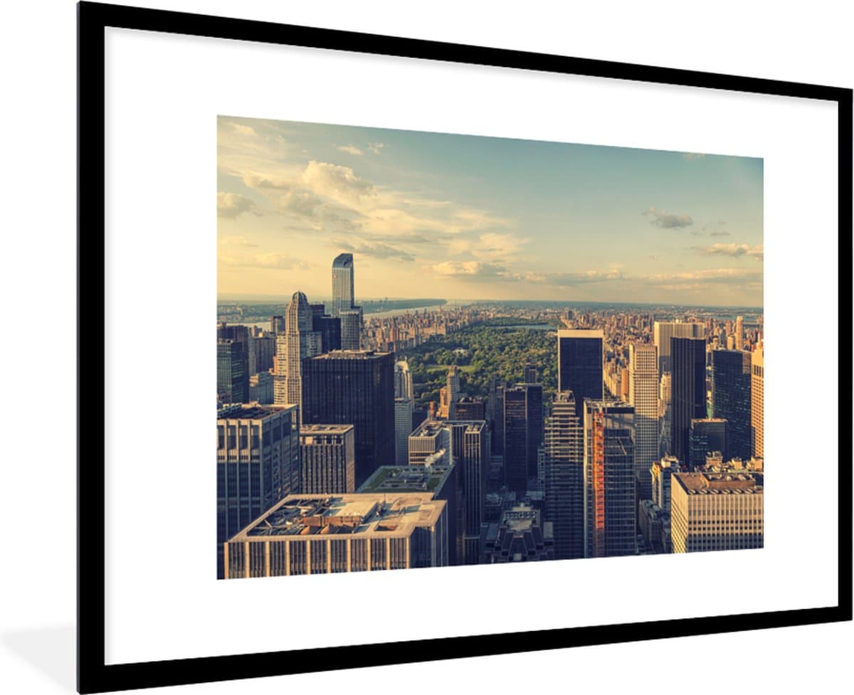 Poster in lijst - Fotolijst 90x60 cm - Posters - New York - Central Park - USA - Posterlijst zwart - Decoratie - Wanddecoratie woonkamer - Muurdecoratie slaapkamer