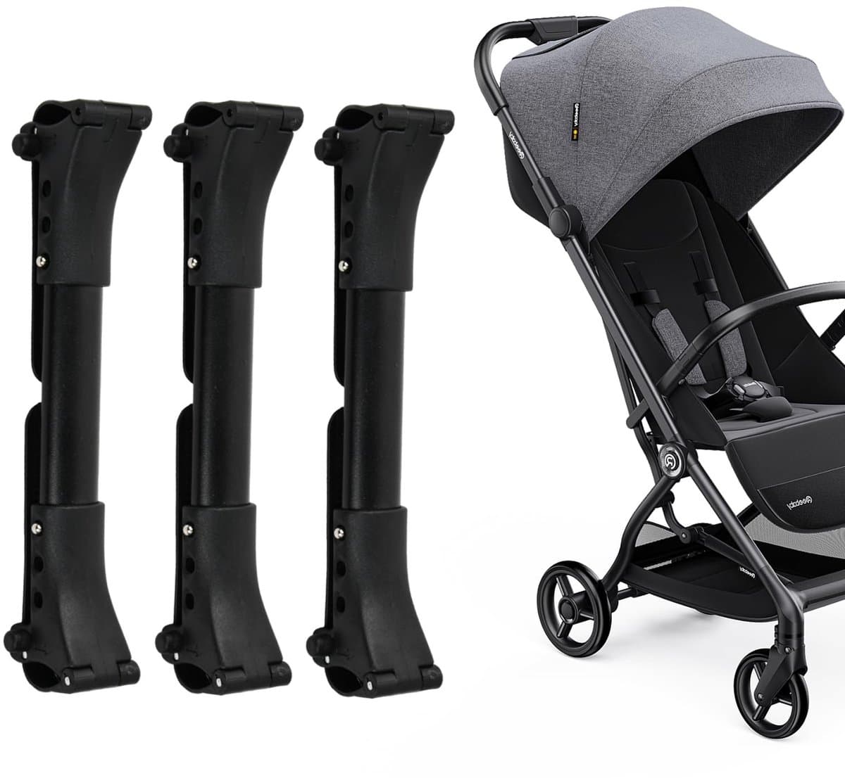 Omgoods- Verbindingsset voor kinderwagens - 3 Stuks - Dubbele kinderwagenverbindingen - Veiligheidsverbinders - Verstelbare vergrendelingsknop - Geschikt voor themaparken - Kinderwagenconnector