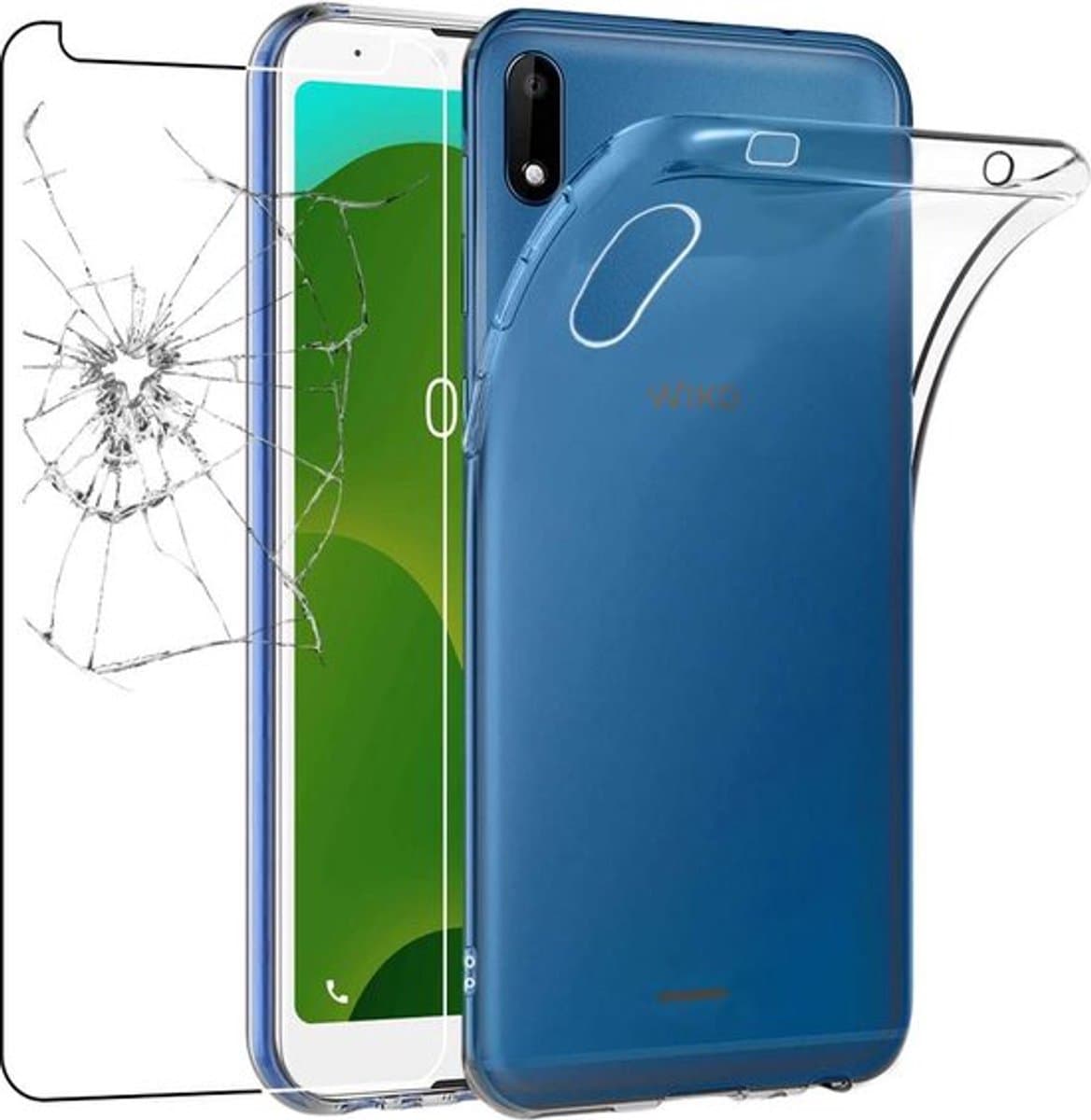 ebestStar - Hoes geschikt voor Wiko Jerry 4, Back Cover, Beschermhoes anti-luchtbellen hoesje, Transparant + Gehard Glas