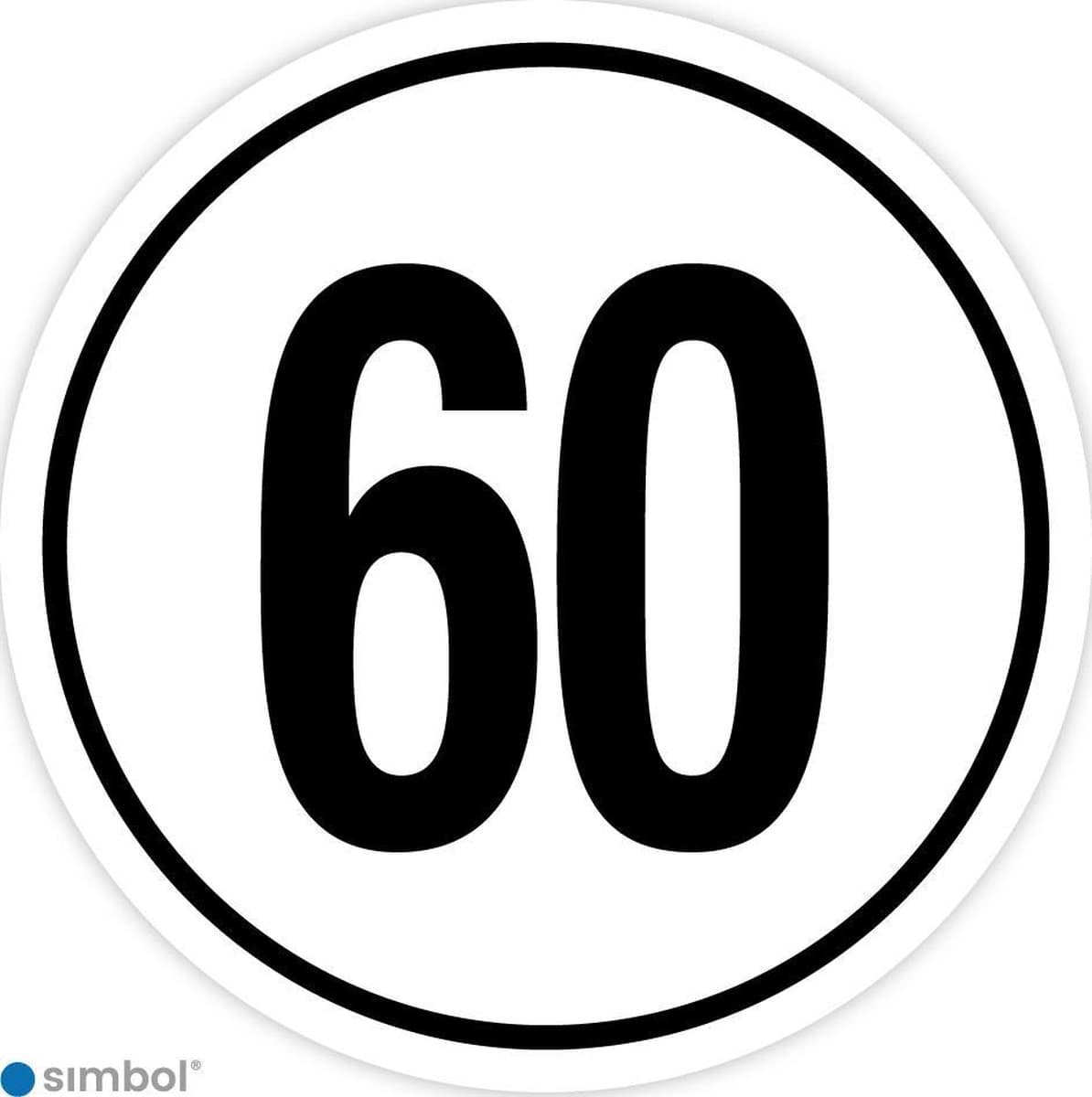 Simbol - Stickers Tempo 60 km - Tempostickers Maximaal 60 km - Duurzame Kwaliteit - Formaat ø 5 cm.