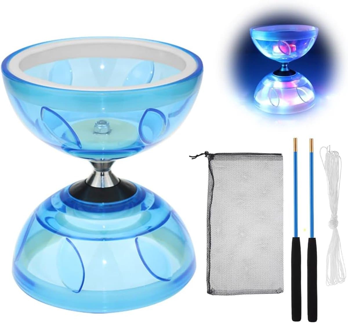 Diabolo Ball Bearing Free Runner, Triple Storage Set, 4.5 mm, Diabolo, Glowing in the Dark, Diabolo Juggling Set for - ShopVlot