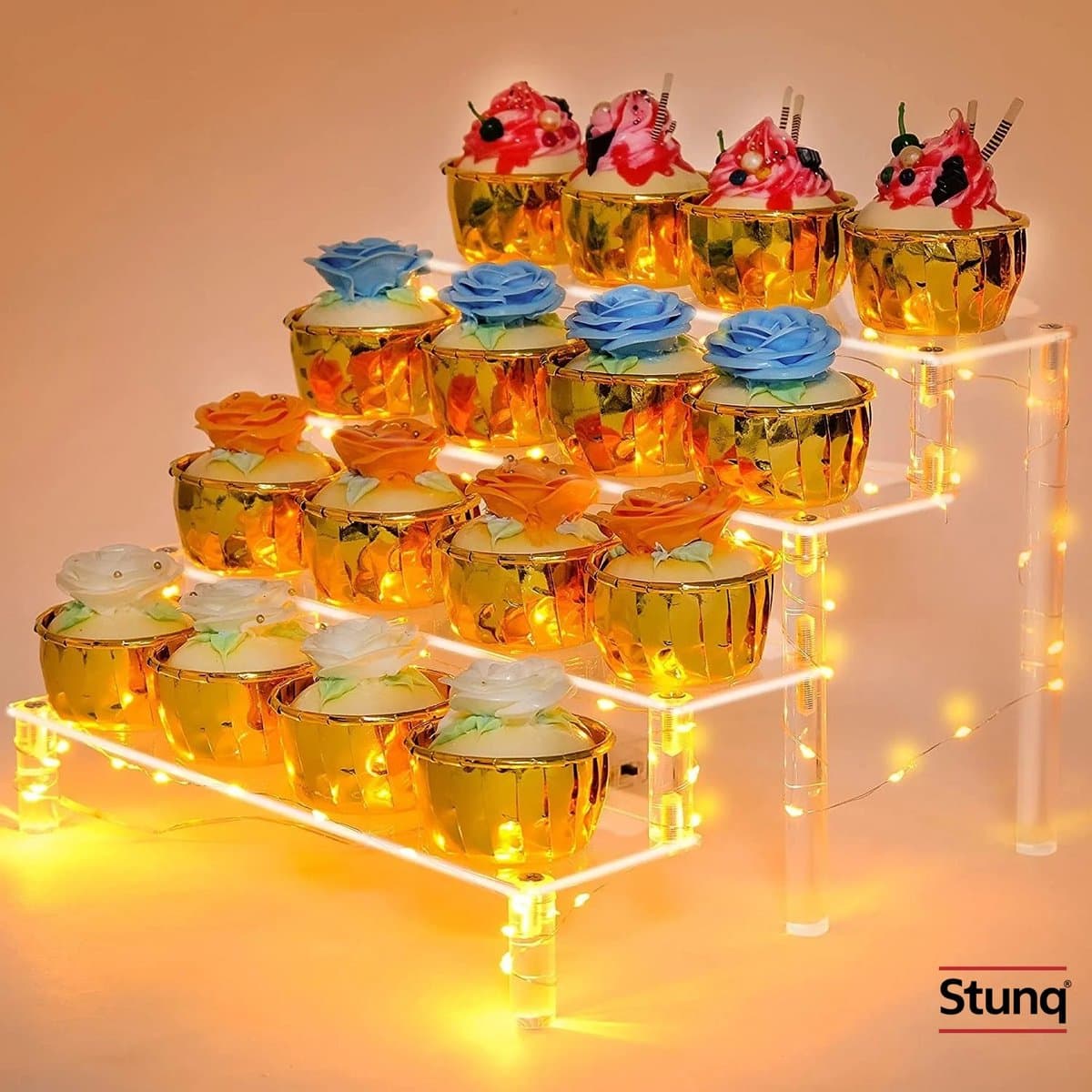 Stunq® 4-laags transparante acryl displaystandaard voor cupcakes, parfum en Funko POP figuren