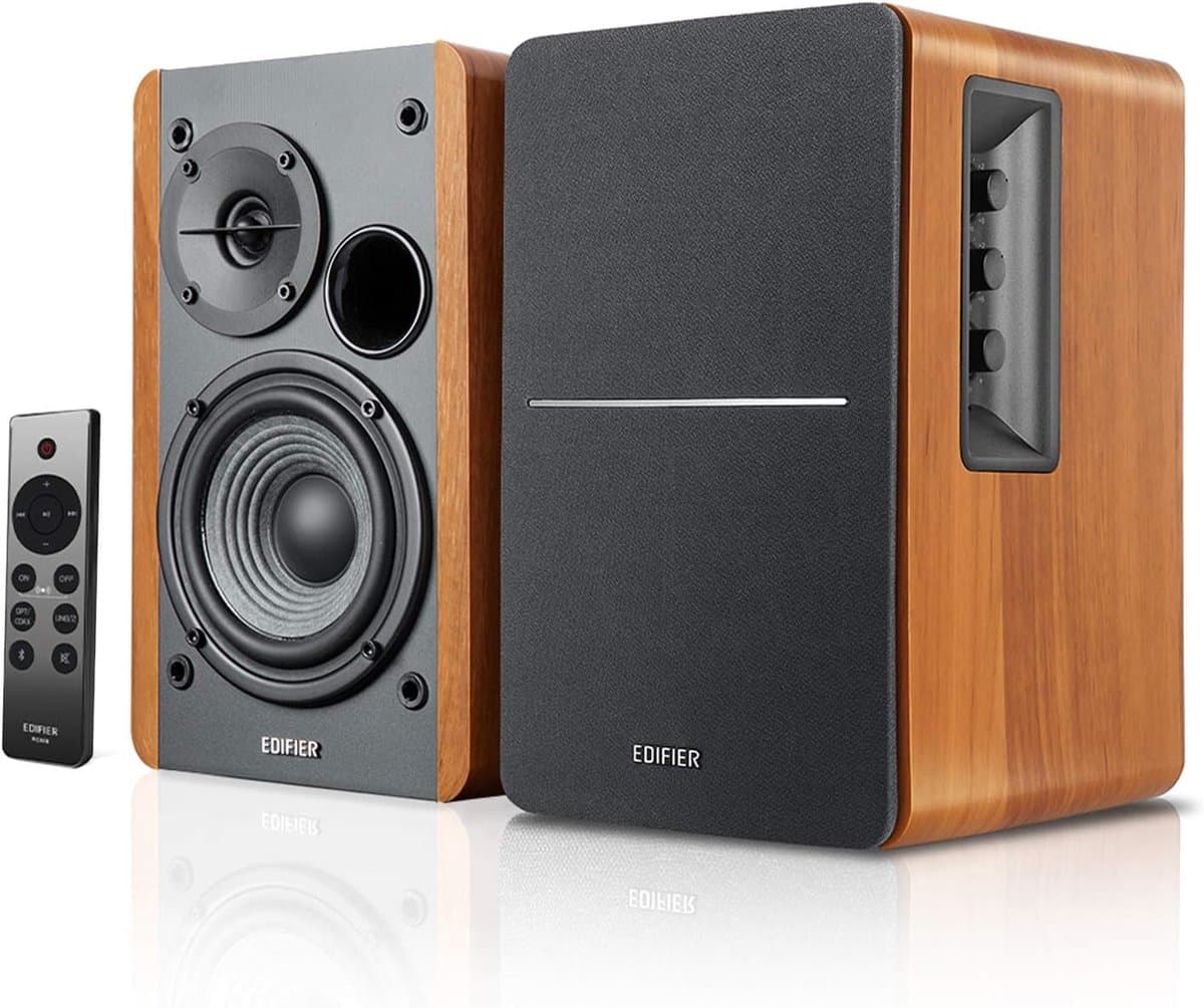 Actieve Bluetooth Luidspreker - Draadloze Monitor - Muziek Streamen - Subwoofer Uitgang - 42W RMS - Hout