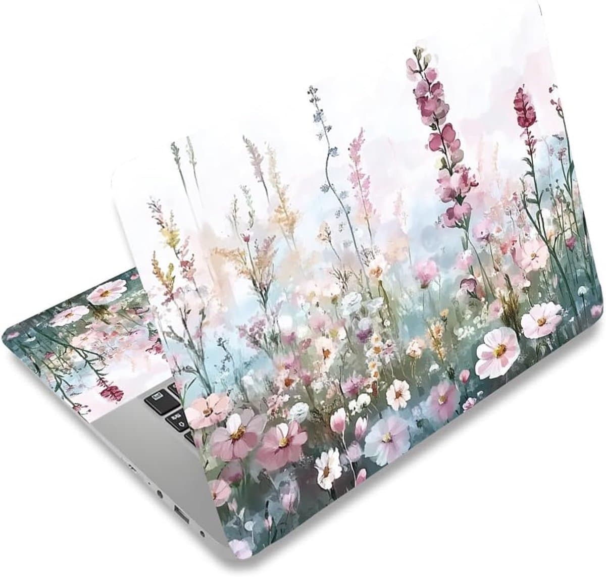 Universele Laptop Skin Sticker voor 12" tot 15" - Verwijderbaar Vinyl Decal met Aquarel Bloemenprint