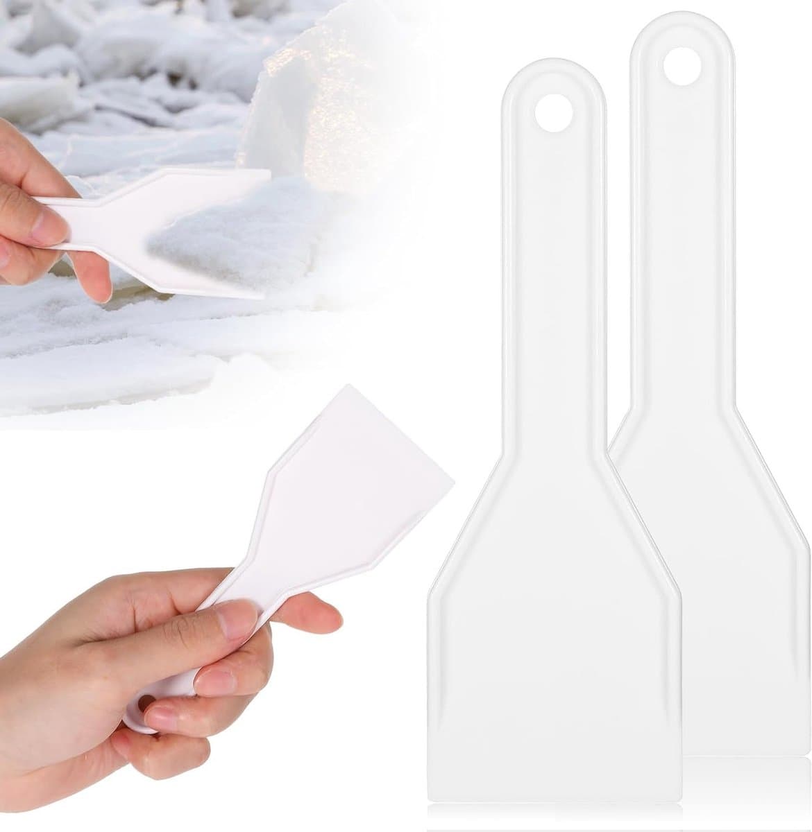 Set van 3 IJs- en Sneeuwschrapers voor het Verwijderen van IJs uit de Koelkast, Effectieve Ontstopper en Schoonmaaktool