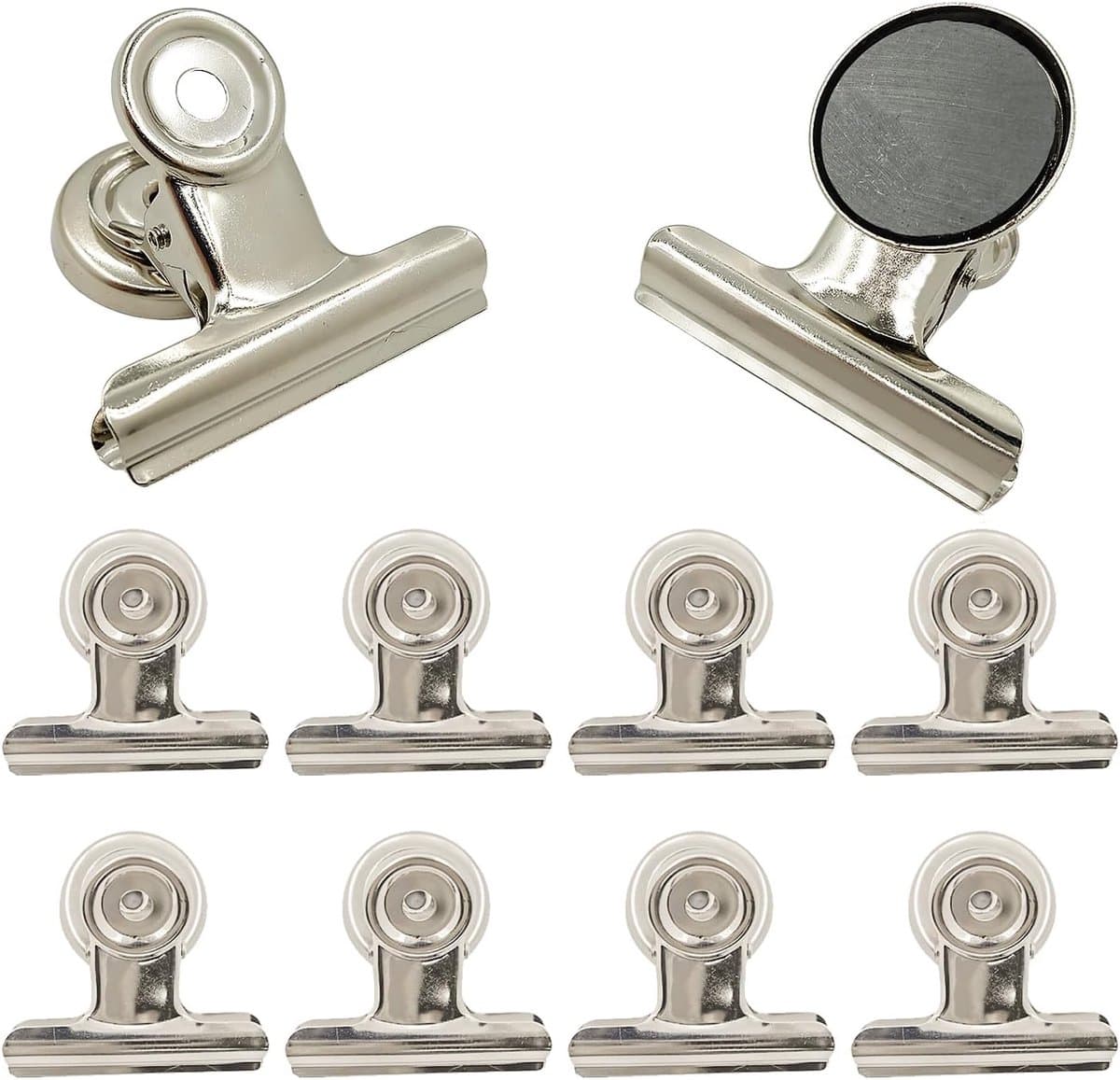 10 Stuks Sterke Magnetische Clips - Magnetische Metalen Clips voor het Bevestigen van Foto's - Blocnotes - Sleutels aan Koelkasten en Whiteboards (5cm, Zilver)