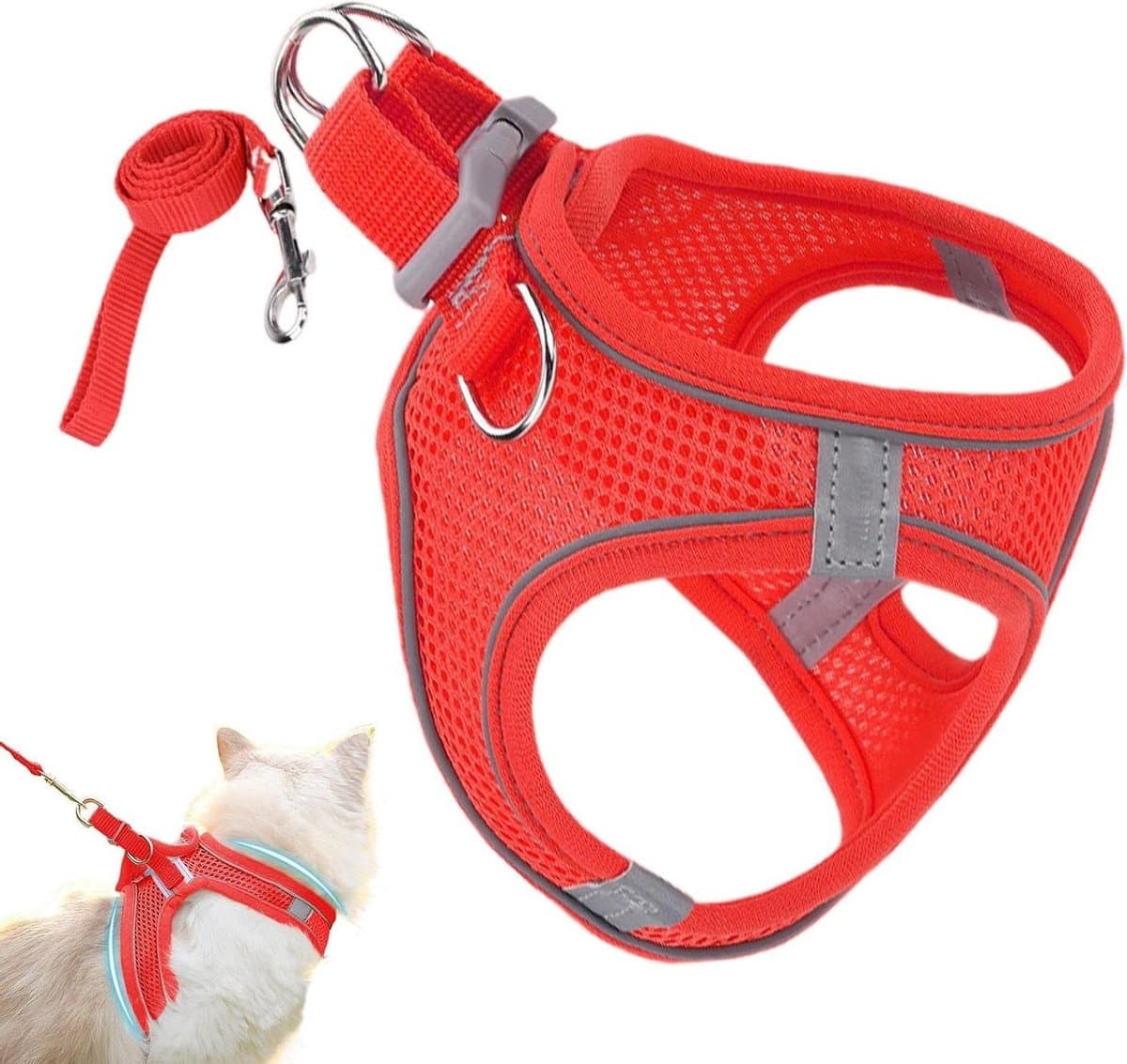 Katten tuigje - Veiligheidsharnas huisdier - Buitenavonturen - Ontsnappingsbestendig ontwerp - Verstelbaar - Rood