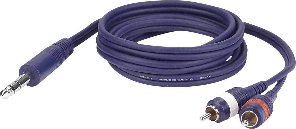 DAP Audio Kabel - 6.35mm Jack (m) naar 2x RCA - 1.5m - Blauw