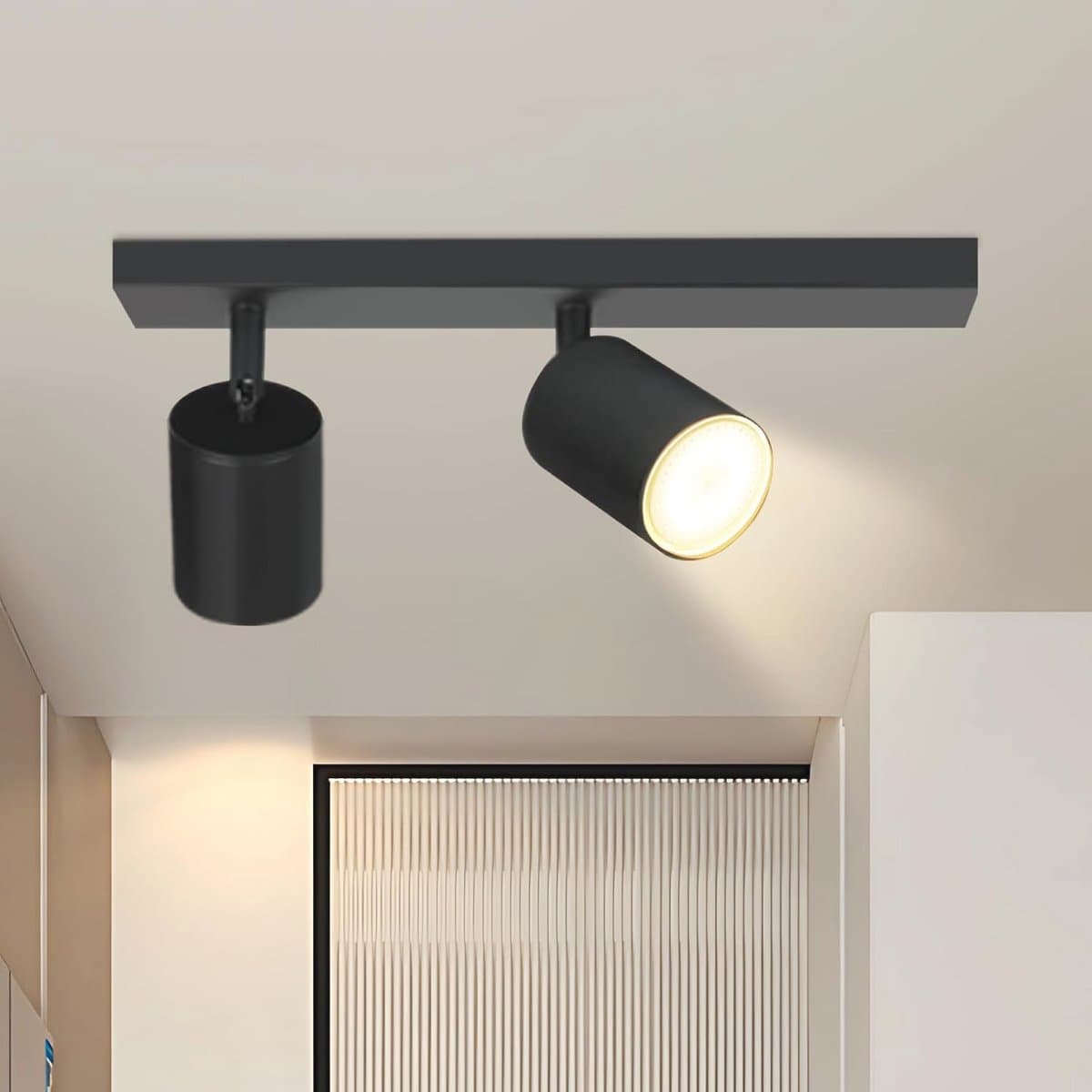 Moderne plafondlamp 2 vlammen zwart - Draaibare GU10 plafondspot voor woonkamer, slaapkamer en keuken