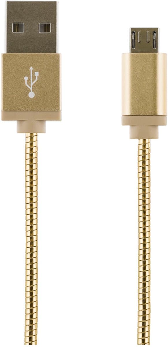 STREETZ IPLH-276 USB naar Micro-USB metalen kabel - 1 meter - Goud