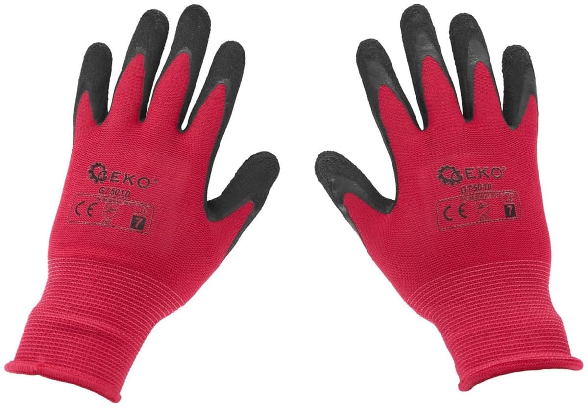 GEKO Roze werkhandschoenen - latex coating - maat 7 - slijtvast - 12 stuks