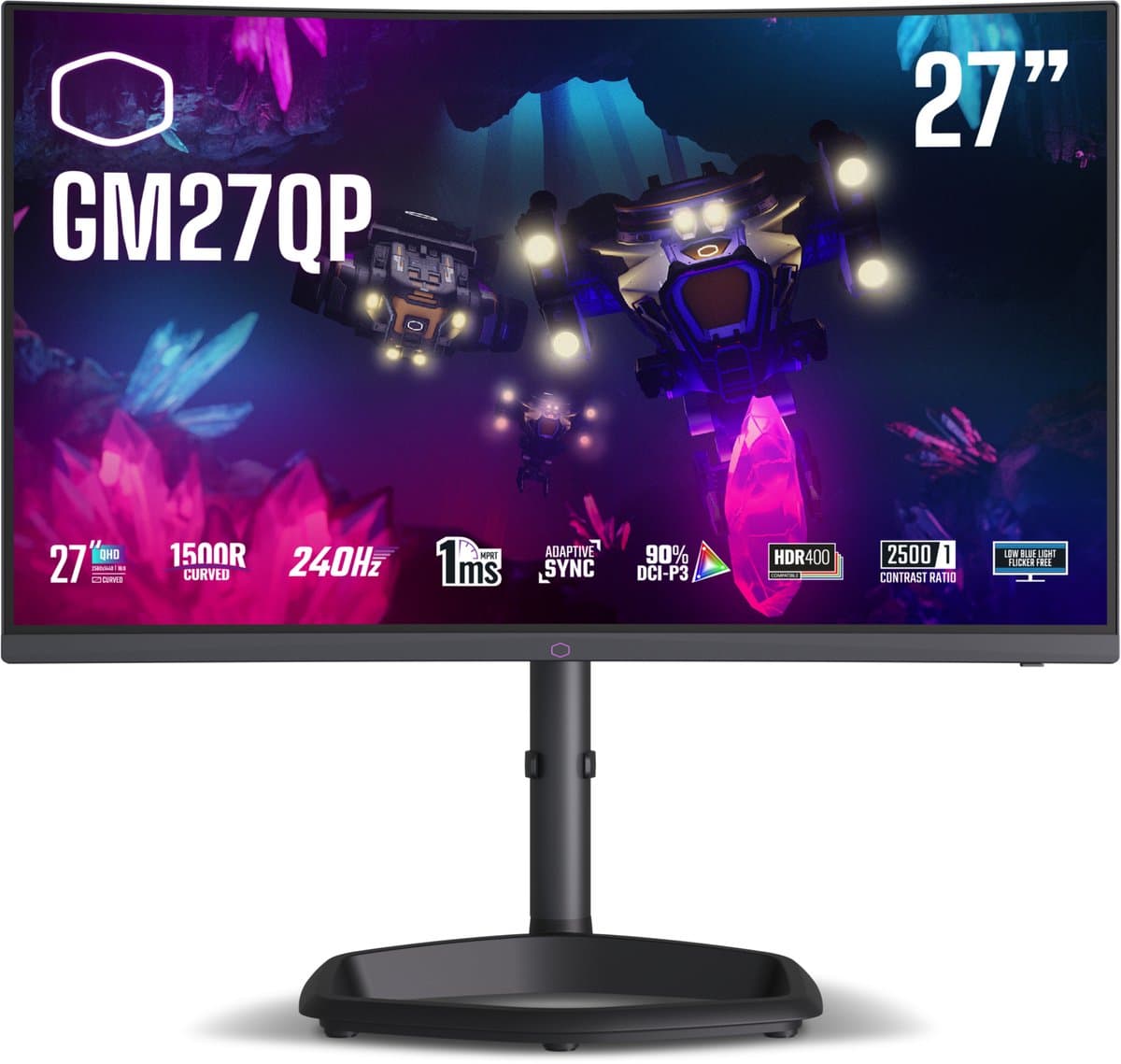 Cooler Master GM27QP-EK - LED-Monitor 27'' VA - Curved (1500R) - 2560 x 1440 QHD - 240 Hz - 1 ms - 400 cd/m² - 2500:1 - Zwart