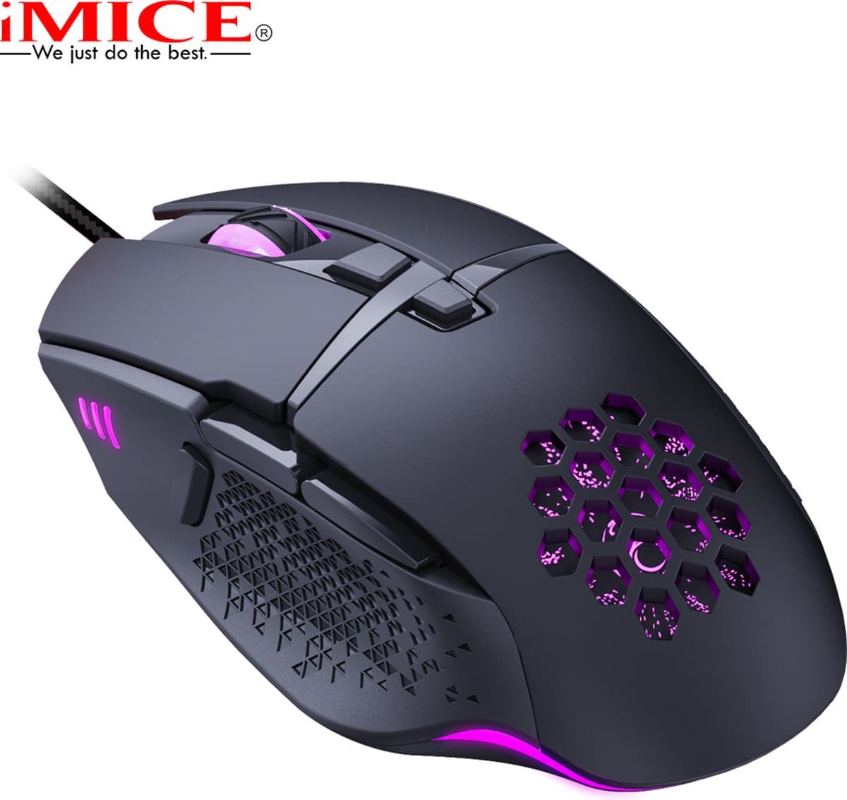 Programmeerbare honeycomb game muis - 8 knoppen - 1200/2400/4800/7200 DPI - RGB verlichting - MOBA/FPS