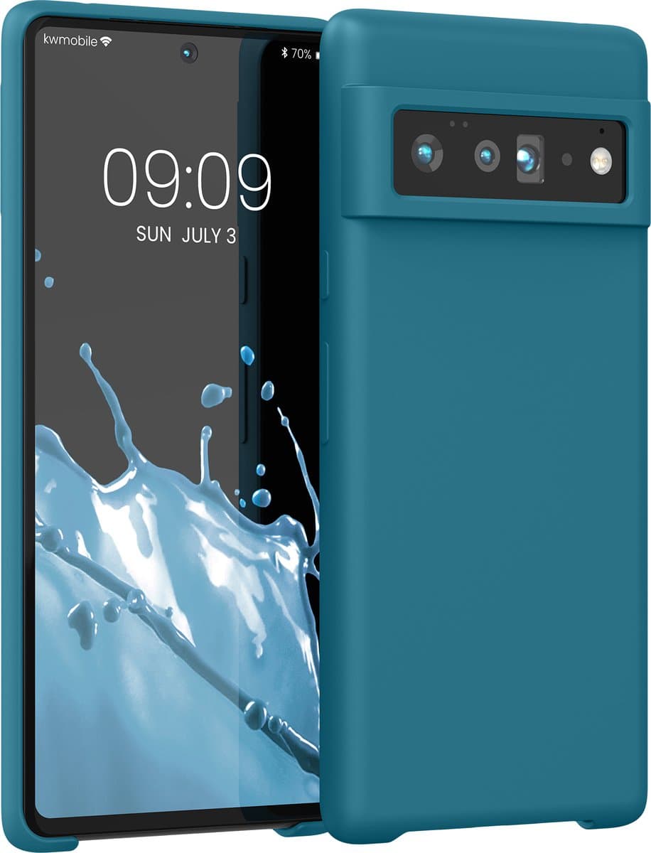 kwmobile telefoonhoesje geschikt voor Google Pixel 6 Pro - Hoesje met siliconen coating - Smartphone case in mat petrol