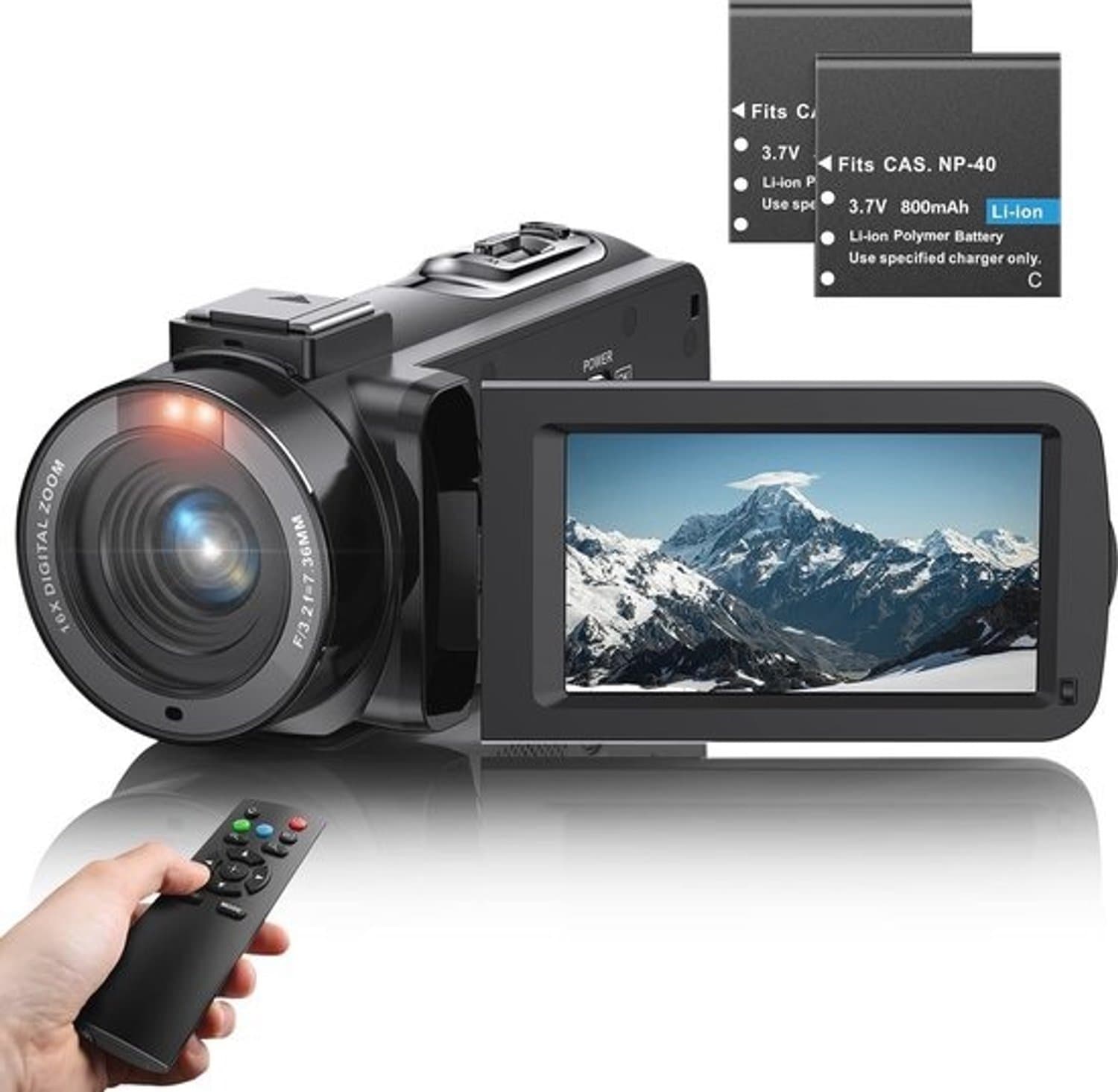 FHD-videocamera 1080p 36MP - Vloggingcamera met draaibaar 3,0-inch scherm en IR-nachtzicht