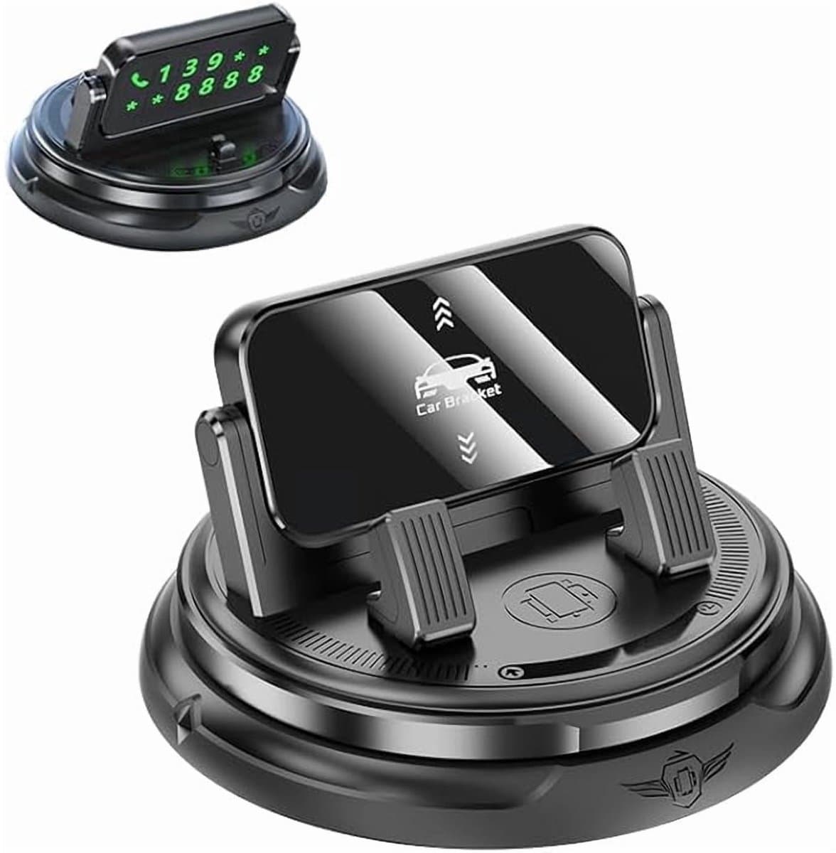 VONKELIOS®2026 Verbeterde Dashboard Telefoonhouder – Verstelbare Veerclip, Antislip Pad, Eén‑Handbediening & Volledig Roteerbare Standaard voor Smartphones in Auto’s, Vrachtwagens en SUV’s (1 Stuk)
