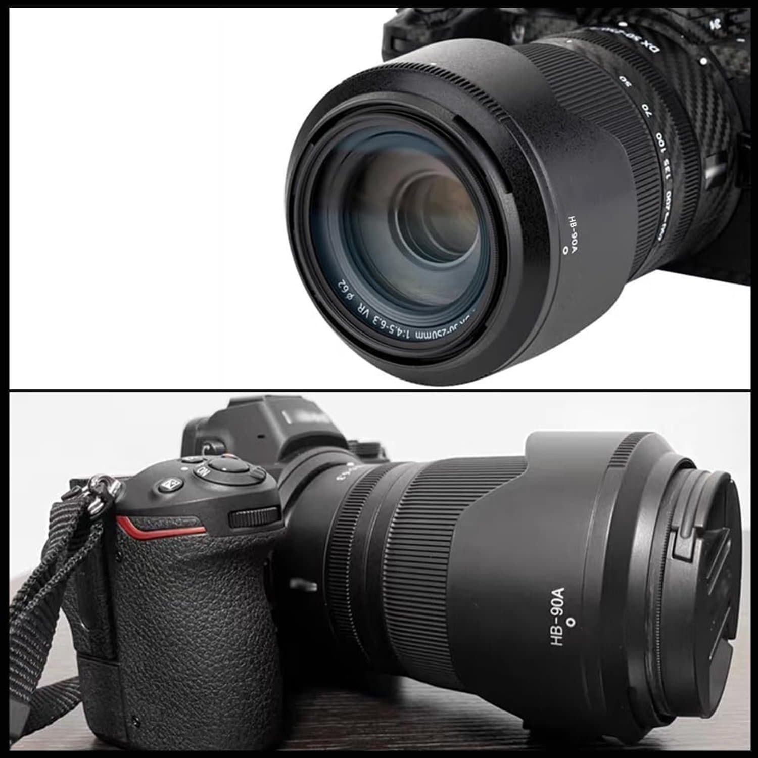 HB90A lenskap compatibel voor Nikon Z DX 50-250mm f/4.5-6.3 VR lens, Z 50mm f/1.8 S lens, vervangen HB-90A