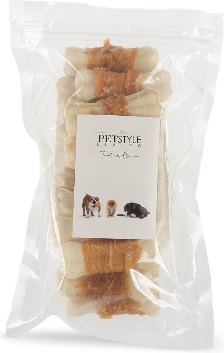 Petstyle Living Geperste Botten met Kip - Hondensnacks - 10cm - 20 Stuks - Kauwbotten Hond