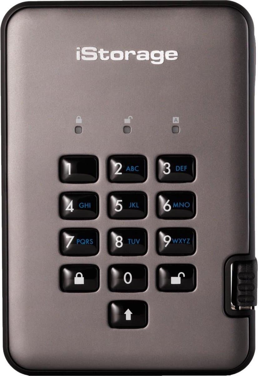 iStorage diskAshur Pro2 SSD - externe harde schijf - 4 TB - SSD - Cijfercode - Zwart - Grafiet
