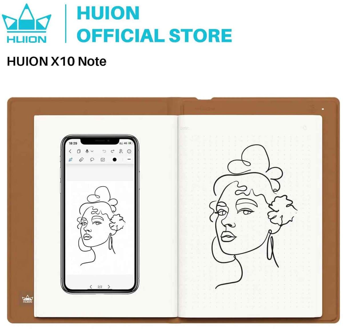 De Warenloods - Huion Note 2-in-1 Digitale Notebook-Tekentablet - A5 Formaat - Draadloos Papieren Tablet - Bluetooth 5.0 - Voor Schrijven en Schetsen - Digitaliseer uw Inspiratie
