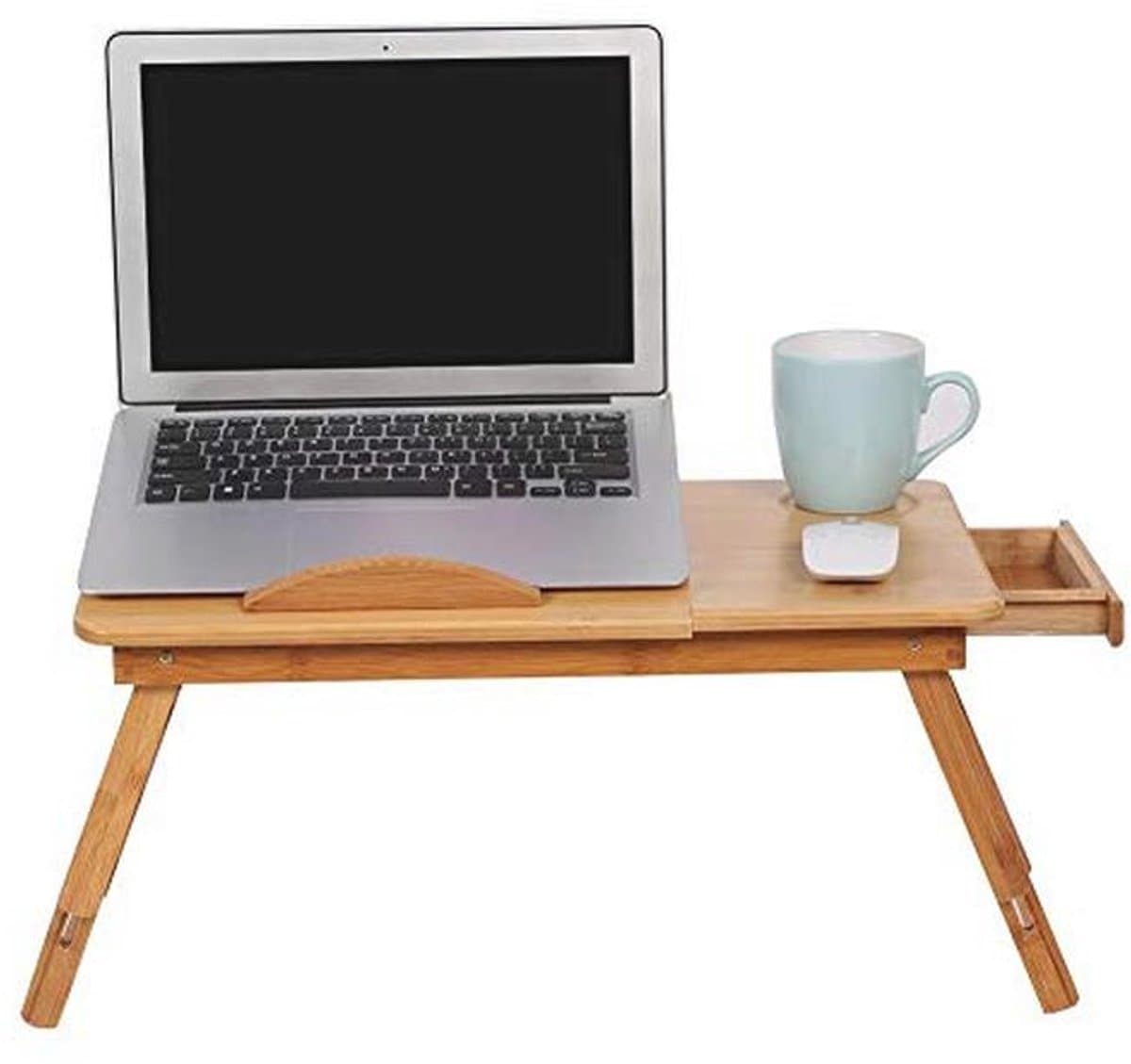 Opvouwbaar en verstelbaar laptopbureau met lade en ventilatiegaten