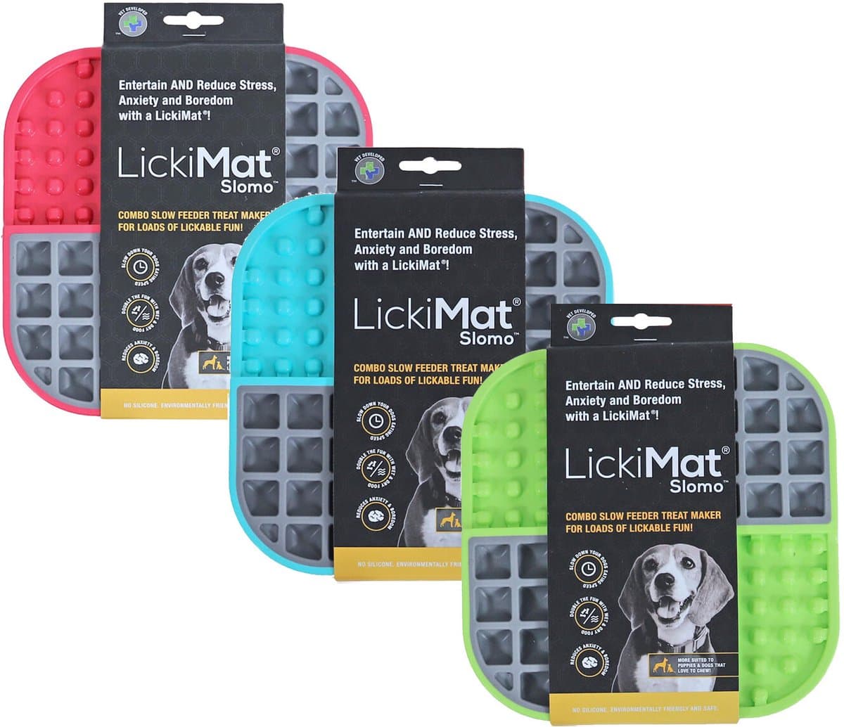 LickiMat Slomo - Hondenbak - Likmat / Anti-schrok / Slowfeeder voor Hond - Roze - 20 cm