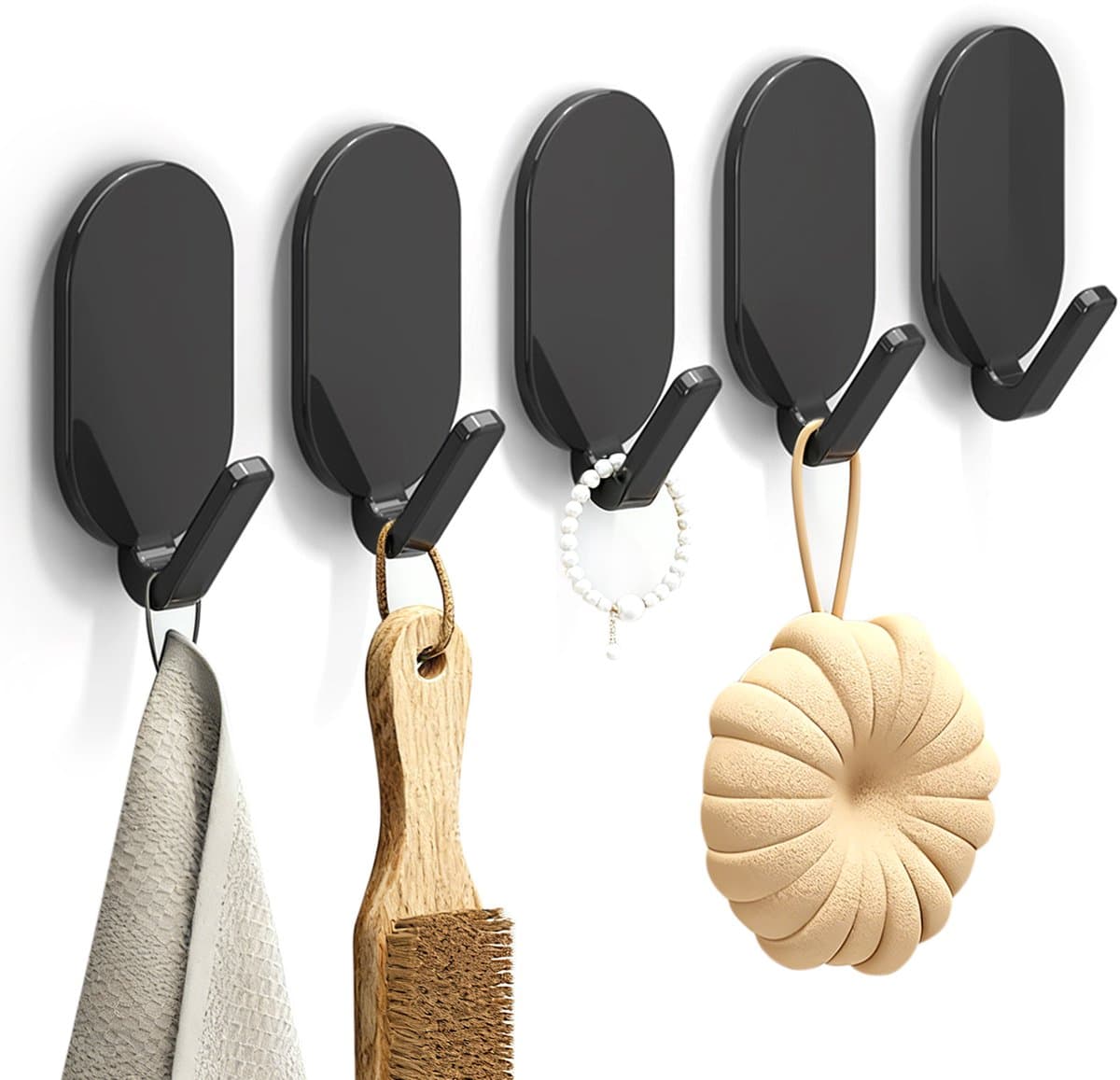 Wandhaak - 5 stuks - 2,1*3,1*5,9cm - Voor het ophangen van jassen, sjaals, handtassen, etc. - Wandmontage achter de toegangsdeur - Geen perforatie nodig - Zelfklevend - Haak achter de deur - Sterk hechtende - Handdoekhaak zonder sporen