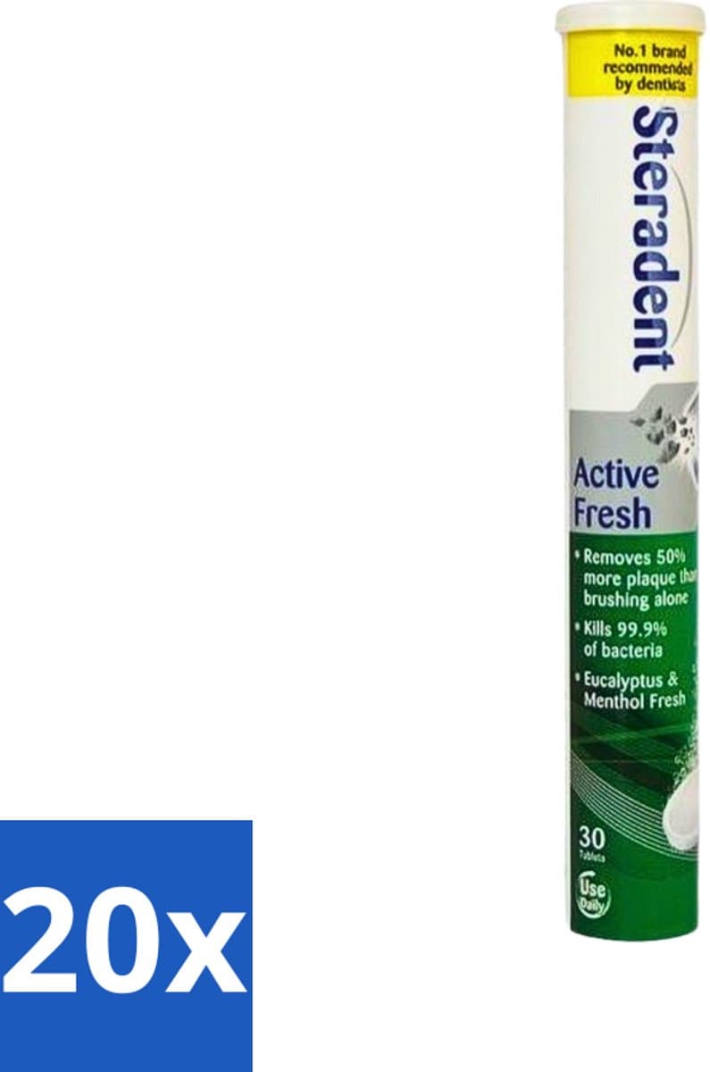 Steradent Kunstgebit Reinigingstabletten Active Fresh Plus 30 tabletten - Bulkverpakking - 20 stuks