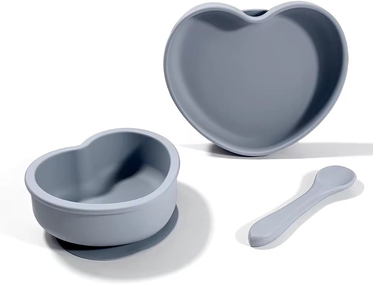 Little Olives - Kinderservies - Babyvoeding - Kinderservies - Babyvoedingsset - -Kinderbord - Bord - hartvormig - driedelig - blauw - Moederdag - Baby Bord - Geboorte Cadeau - Kraamcadeau - Baby accessoires -NewBorn -