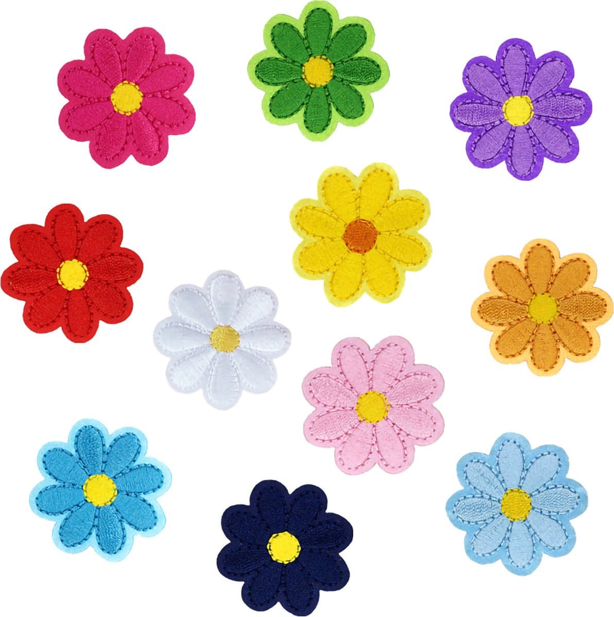 Rainbecom - Monochrome Zonnebloem 11 delige set - Kleding Patches - Strijk Embleem - stof & strijk applicatie - Versiering Voor Kleding