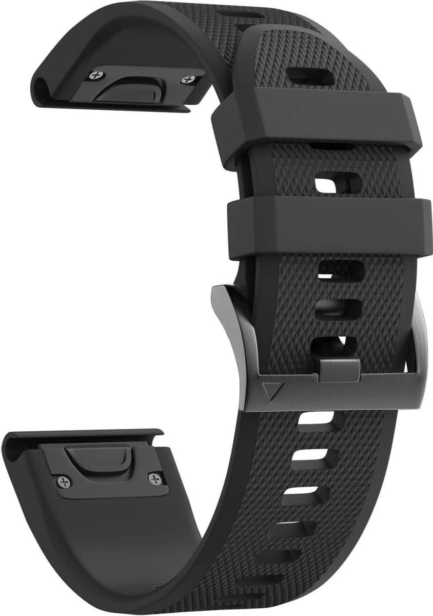 Band voor Garmin Fenix 7 / Fenix 6 / Fenix 5 / Instinct 2 / Descent G1 / D2 Delta / Approach S60/S62 / Epix Gen 2 / Forerunner 745/935/945 / Marq / Quatix 6 / Quatix 5 - Zwart siliconen 22 mm QuickFit Phonillico®