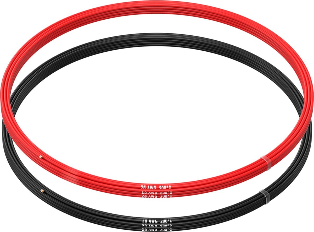 MMOBIEL 28 AWG Siliconen Elektrische Draad - 28 Gauge (0,08mm²) Vertinde Koperkabel - 2 Aparte Draden Rood & Zwart Elk 2,5 m voor Elektrische Reparaties, Sensoren, RC, Drones, Luidsprekerdraden