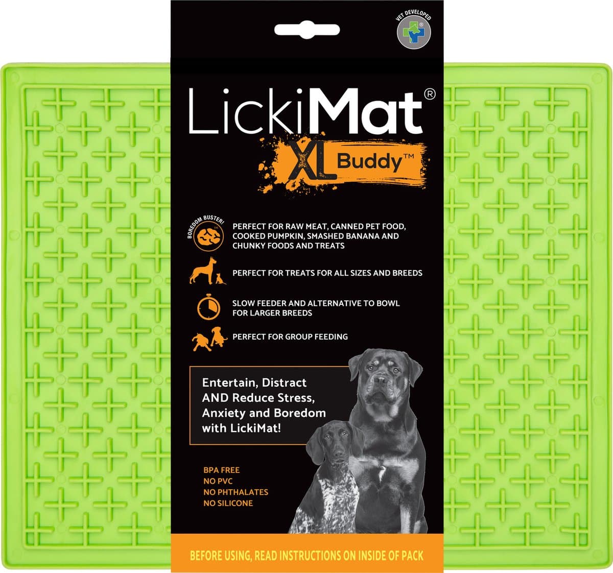 Lickimat Buddy XL - Groen - extra grote likmat voor honden - 25,5 x 30 cm
