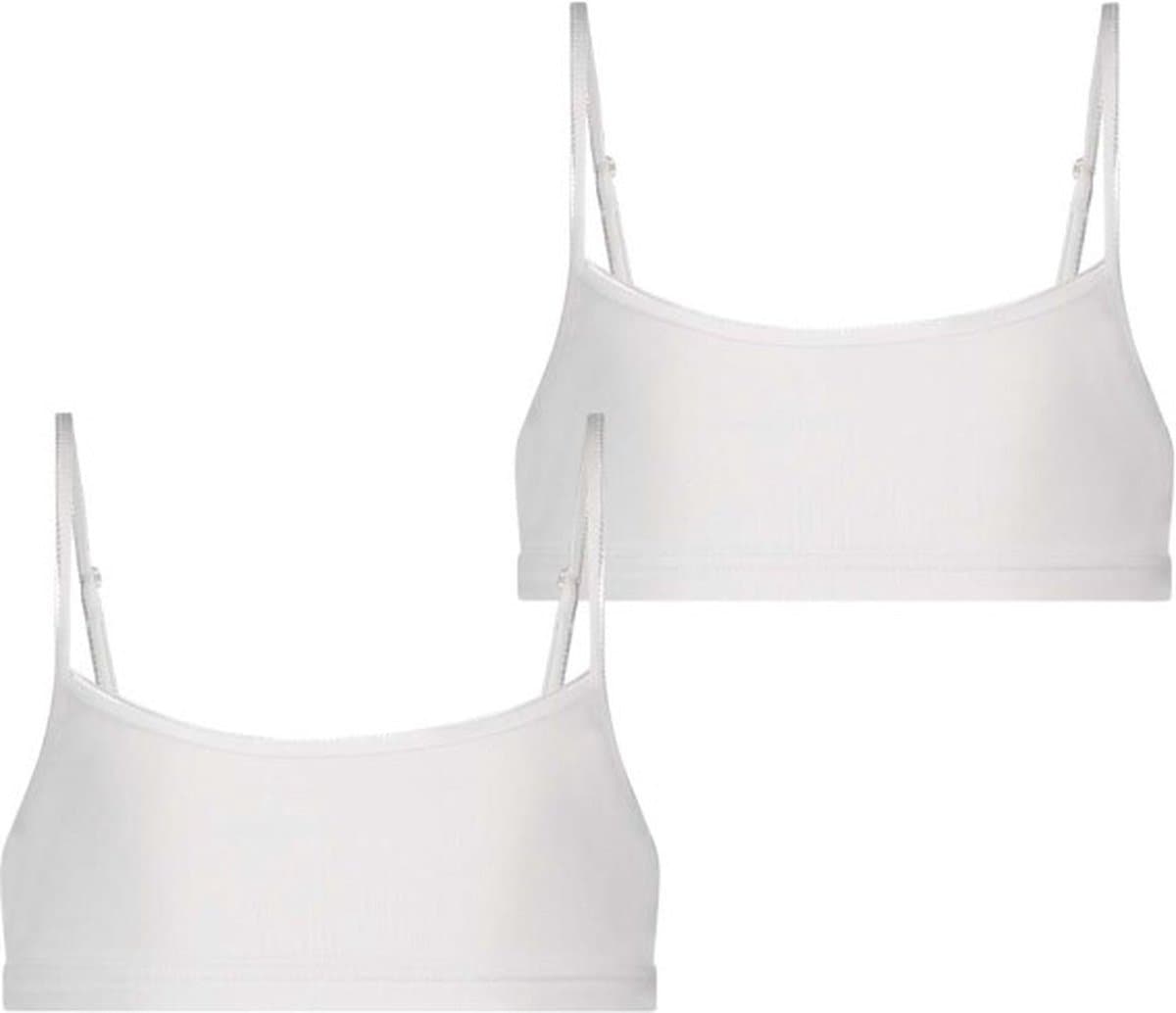 RJ Bodywear - Pure Color - Meisjes Crop Top Spaghetti - Wit - 158/164