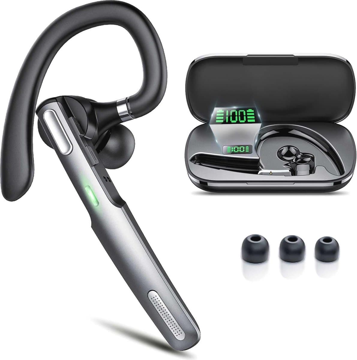Bluetooth Headset V5.3 met 100 uur gesprekstijd, ENC ruisonderdrukking en LED-display