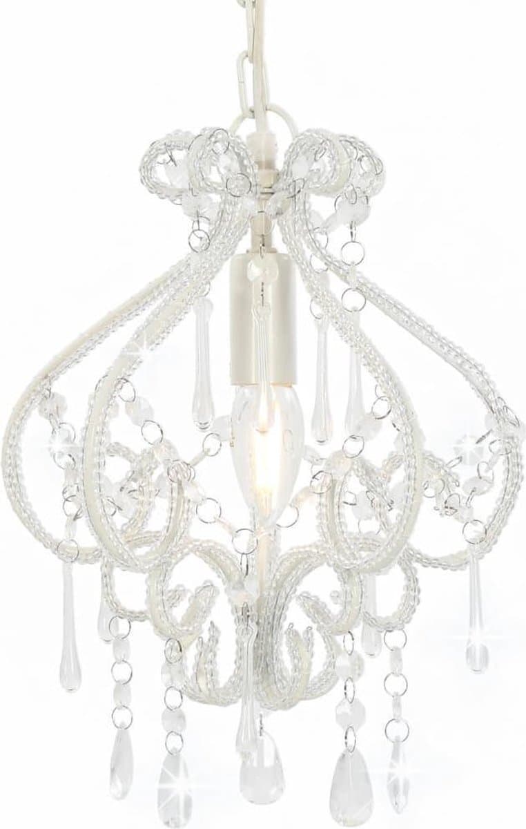 vidaXL Plafondlamp met kralen rond E14 wit