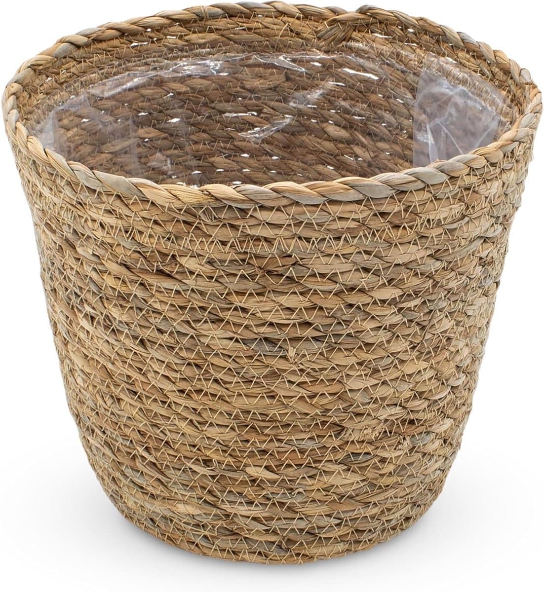 Seegras Plantenpot - Natuurlijke Pot - Planten Decoratie - Met Folie - 26x22 cm - Natuurlijk