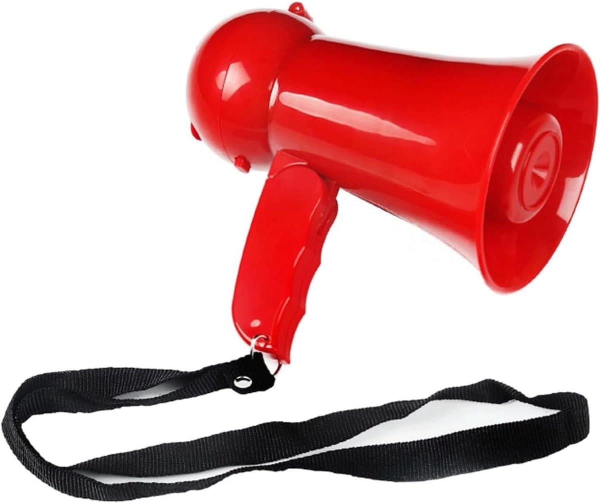 Megafoon met Sirene - Luidspreker Bullhorn - Evenementen Aankondigen - Opname en Sirene Functie - Niet gespecificeerd - Rood