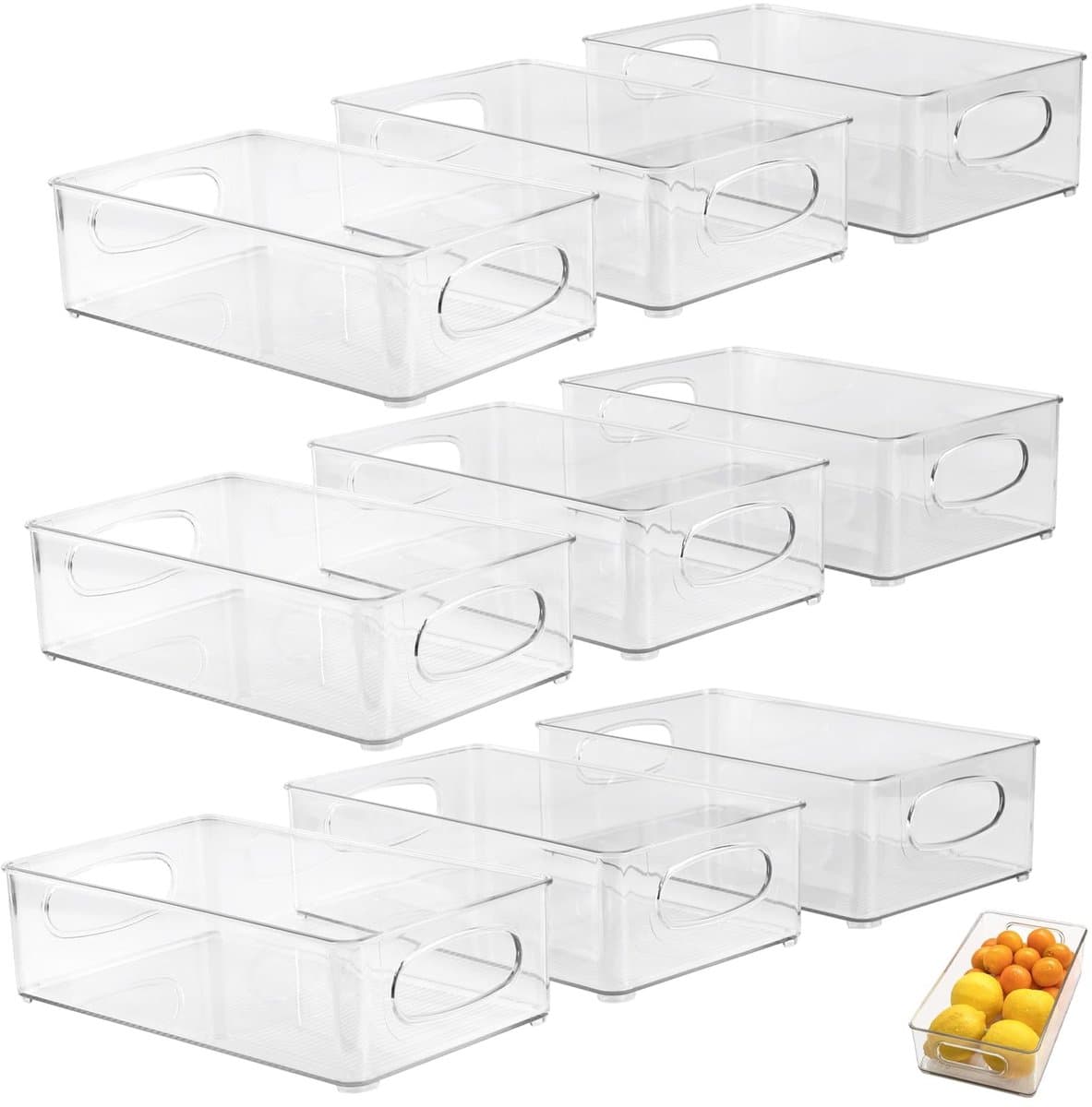 IMstore - Fridge Organizer - Opbergdozen - Stapelbaar - Doorzichtig - Koelkastopbergers - Voor keuken en pantry - Set van 9