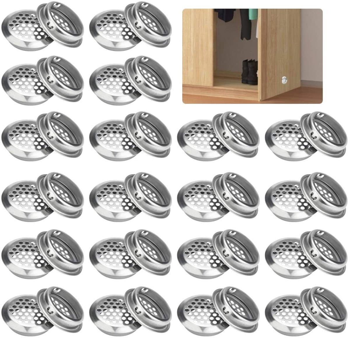 Dailygoods- Ventilatie Roestvrij Staal - 30 Stuks - Ronde Air Vent - Geperforeerde Mesh - Ademend - Duurzaam Materiaal - Luchtrooster