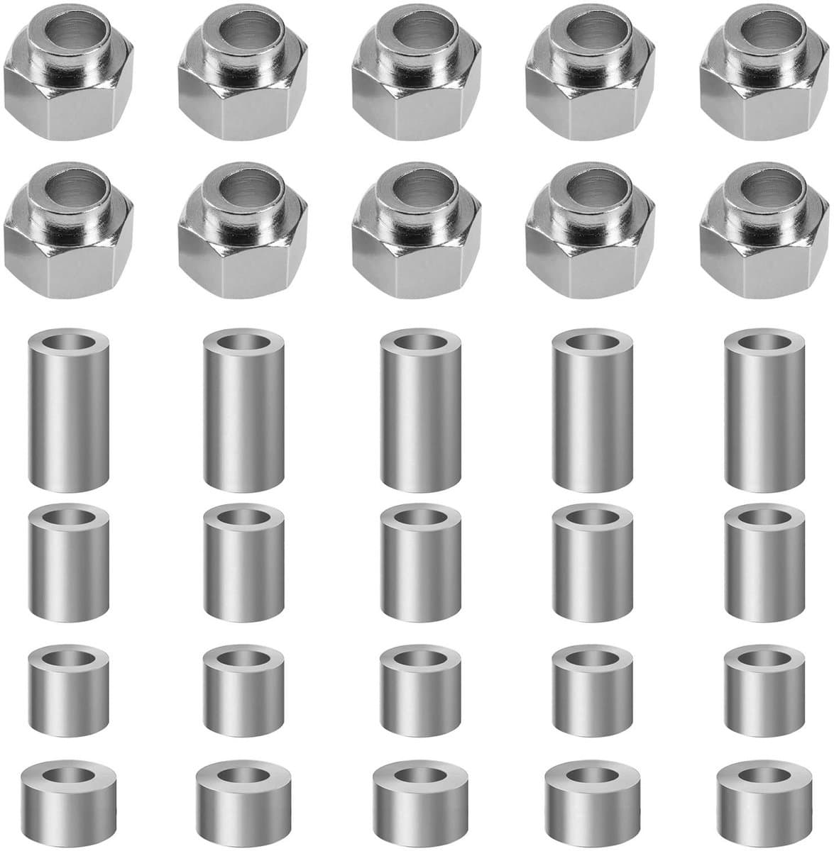 Dailygoods- Isolatiekolommen Set van 20 - Excentrische Zeskantkolommen - Corrosiebestendig Vernikkeld Staal - 3D-printeronderdelen - Hoogte 5 mm - Binnendiameter 5 mm - 3D-printer Onderdelen