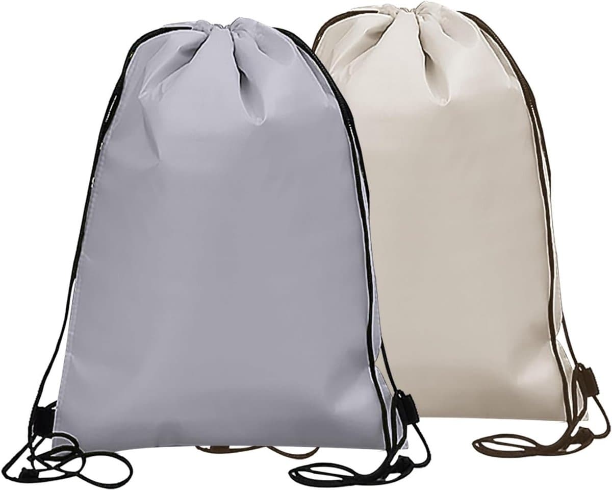 Set van 2 Koeltassen, Vouwbare Rugzakken, Herbruikbare Folietassen voor Werk, School en Reizen (Beige, Grijs)