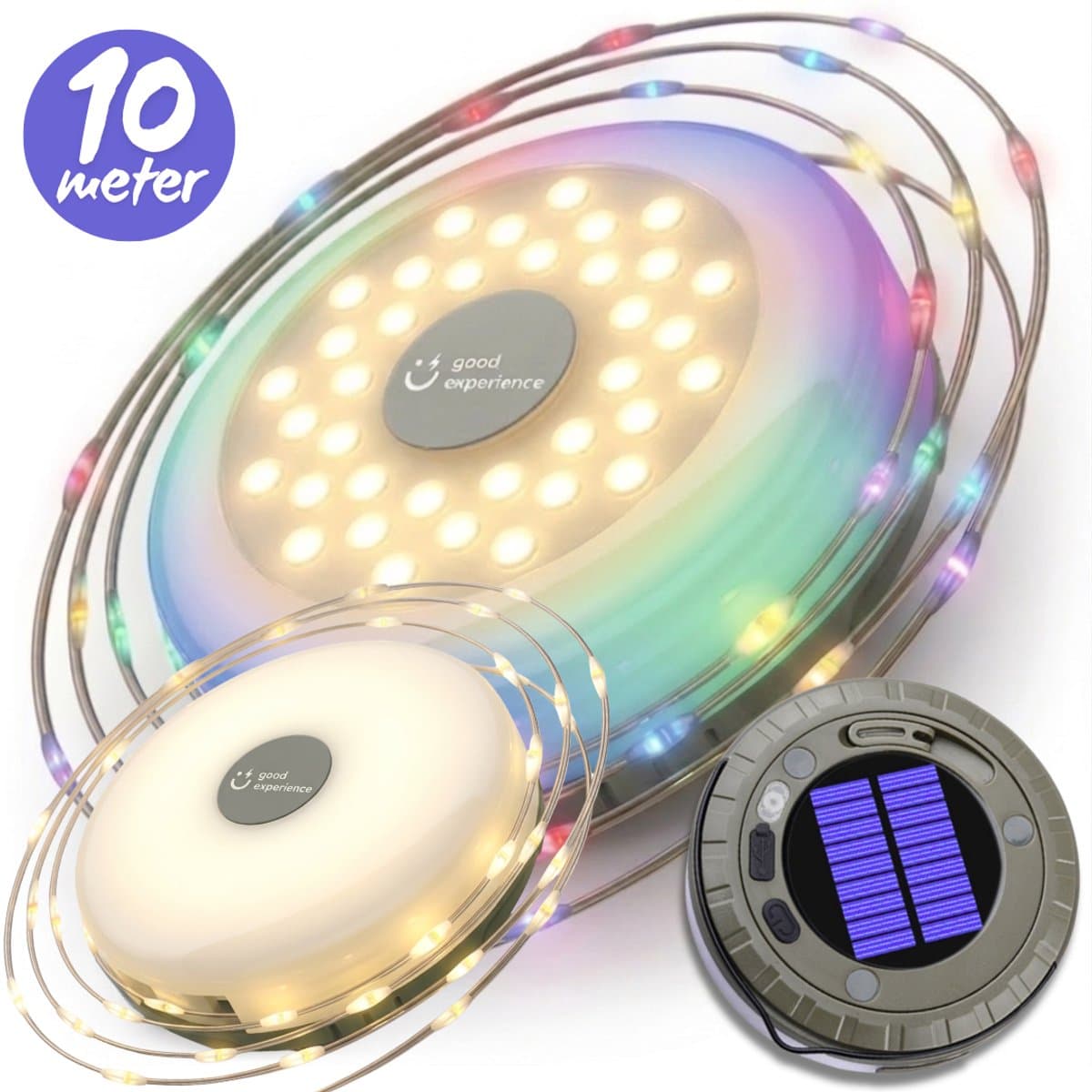 Camping Lamp - Lichtsnoer Buiten - 10 Meter - Powerbank - Zaklamp - 4-1 - Oplaadbaar - Kampeerlamp - Solar Tuinverlichting - Lichtslinger - Led Lamp - Good Experience