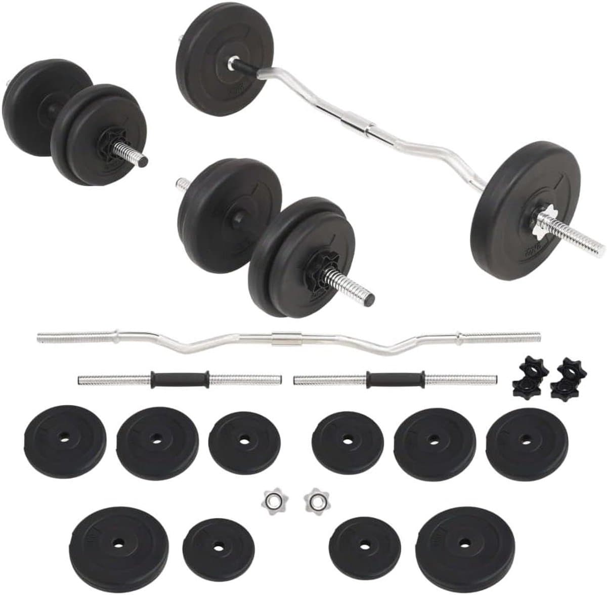 Halterset 30 kg - Gewicht set - Thuis trainen - Verstelbaar gewicht - 30 kg - Zwart