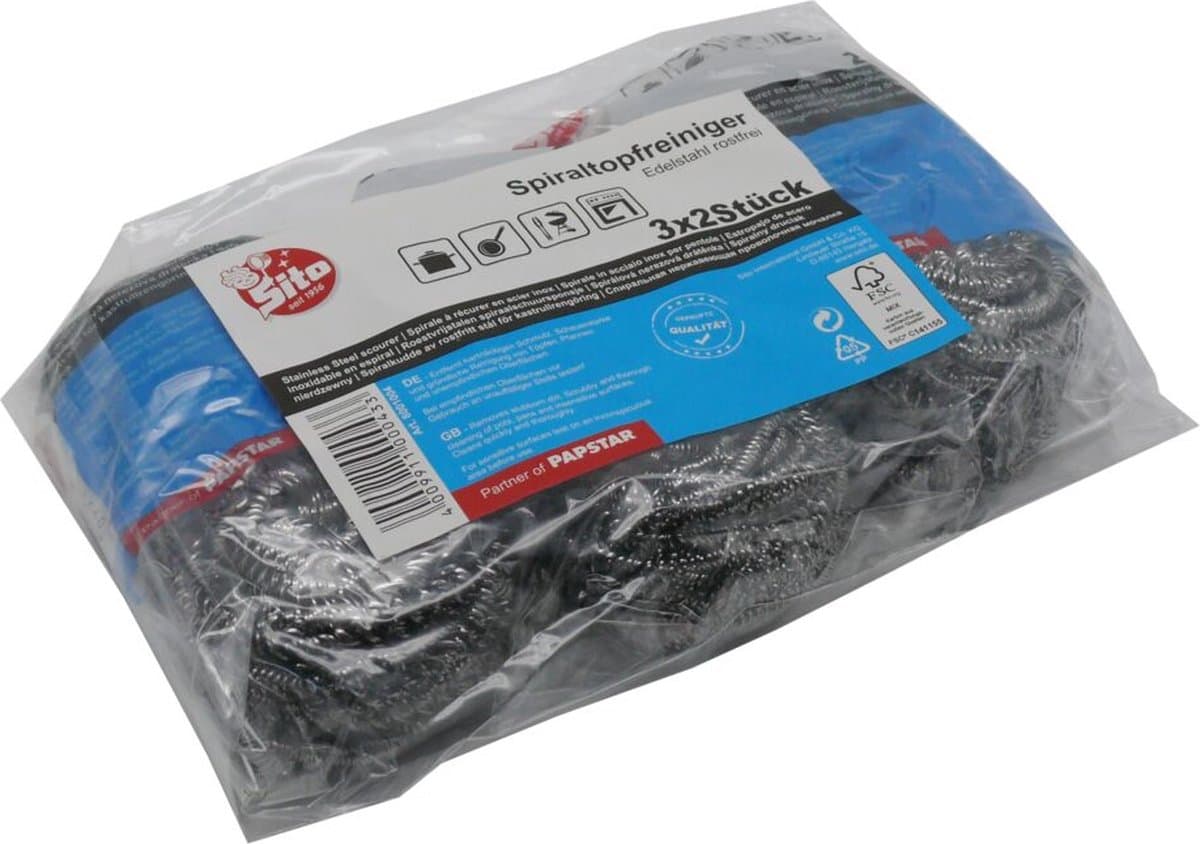 RVS pannenspons 6 stuks - rvs bolletjes 18 gram - schoonmaaksponzen