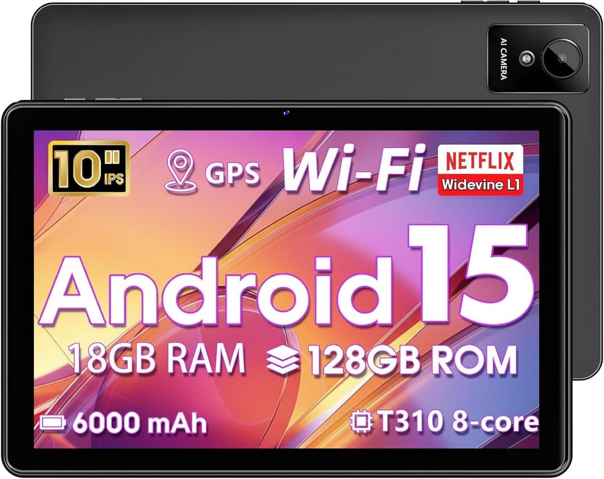 Krachtige 10 inch Android 15 Tablet met 18GB RAM, 1TB Uitbreidbaar en 5G WiFi